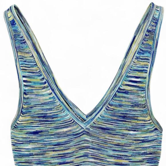 Vintage Bebe Space Dye Rayon Knit Cami Tank Top Blue Green Y2K Stretch Size S - Picture 6 of 8